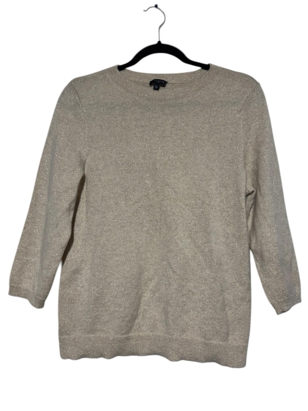 Talbots Gold Cashmere Sweater Size L Festive Holiday 3/4 Sleeve Special Ocassion
